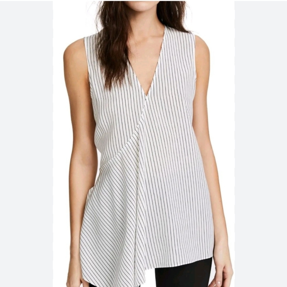 Theory Fluid Pin Stripe Silk Top